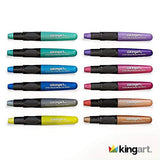 KINGART 581-12 Metallic GEL STICK Set, Artist Pigment Crayons, 12 Rich Metallic Colors, Water Soluble, Creamy, and Odorless, Use on Paper, Wood, KINGART