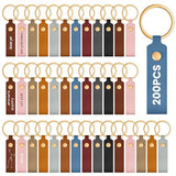 Wavyknot 200 Pack Personalized Leather Keychain Leather Kit PU Leather Keychain Blanks with Key Rings and Rivets Key Chain Blanks for DIY Craft Laser Wavyknot