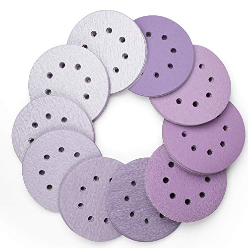 LotFancy Sanding Discs 5 Inch 8 Hole, 100PCS 40 60 80 120 180 220 240 320 400 800 Grit Assorted Professional Sandpaper, Hook and Loop Random Orbital LotFancy