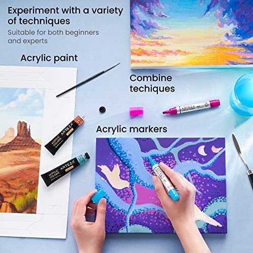 Arteza Acrylic Paper Foldable Canvas Pad, 8x11 Inches, 20 Sheets, DIY Frame, Heavyweight Acrylic Paint Paper, 220 lb, 360 GSM, Acid-Free, Art ARTEZA