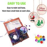 Natural Wood Slices 32 Pcs 2.4-2.8 Inches Unfinished Predrilled Blank Craft Wood Kit with Pre-drilled Hole Wooden Circles for Crafts Christmas MSDADA