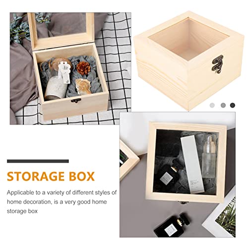BESPORTBLE 2pcs Box Wooden Storage Box Earring Holder Jewelry Organizer Tray Makeup Wooden Treasure Containers Decorative Storage Bins with Lids BESPORTBLE