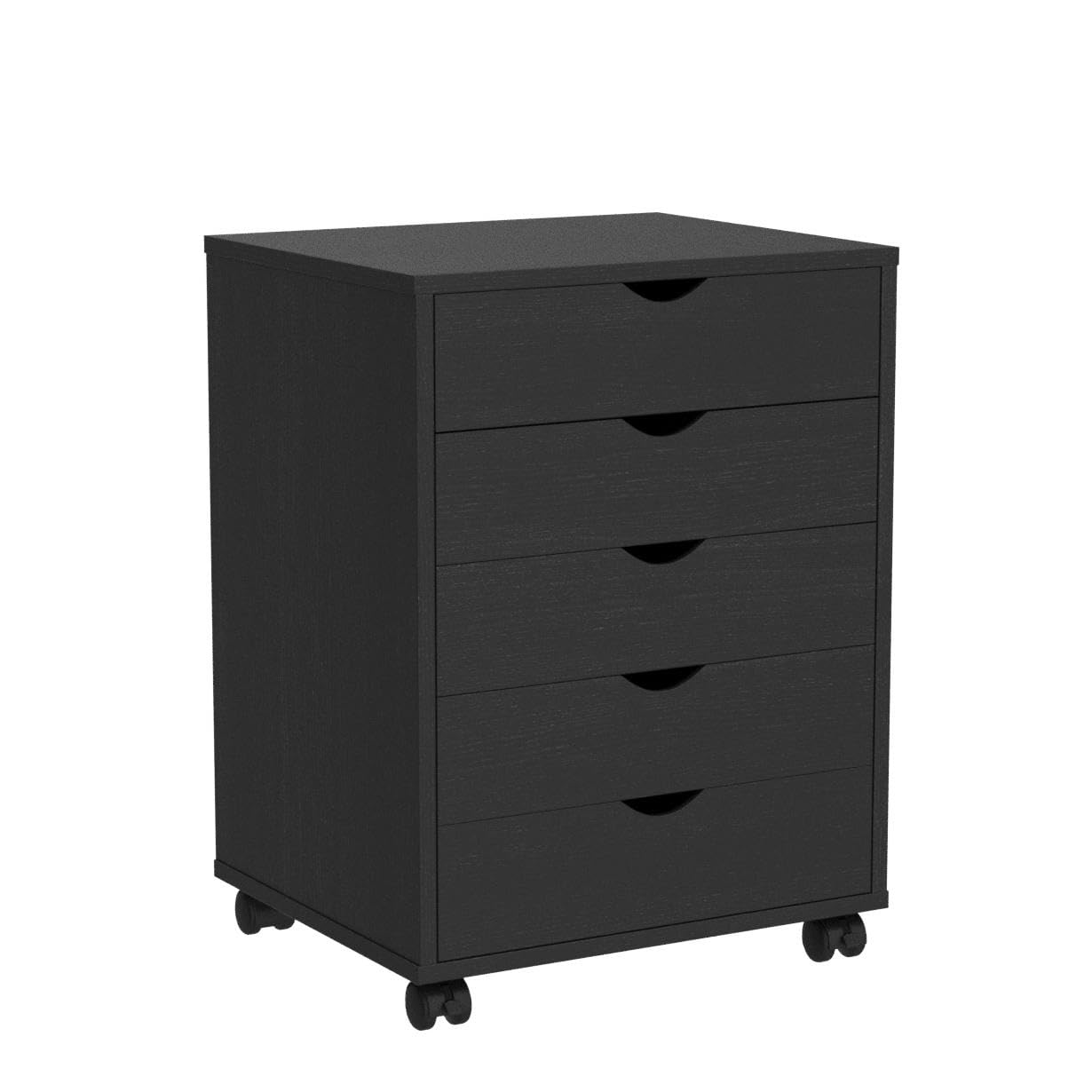 YITAHOME 5 Drawer Chest, Mobile File Cabinet with Wheels, Home Office Storage Dresser Cabinet, Black