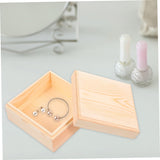 VOSAREA Box Square Wooden Storage Box Jewelry Cases Wooden Container Wooden Jewelry Holder Vintage Trinket Organizer Wood Chest Trunk Unfinished Case VOSAREA