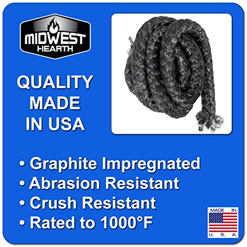 Midwest Hearth Wood Stove Replacement Gasket for Woodburning Stoves - Graphite Impregnated Fiberglass Gaskets (3/16" x 120" Rope) - WoodArtSupply