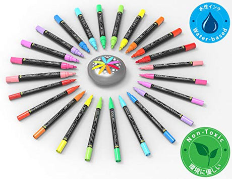 TOOLI-ART Acrylic Paint Markers Paint Pens Special Colors Set Extra Fine And Medium Tip Combo For Rock Painting, Canvas, Fabric, Glass, Mugs, Wood, TOOLI-ART