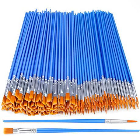 AROIC Acrylic Paint Brush Set, 200 pcs Nylon Hair Brushes for All Purpose Oil Watercolor Painting Artist Professional Kits AROIC