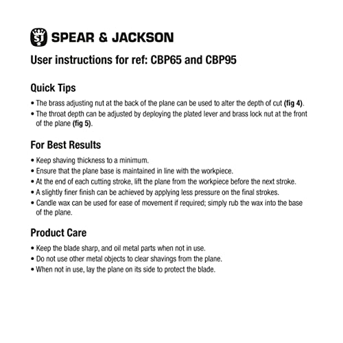 Spear & Jackson CBP65 Carpenters 6 1/2 Block Plane Spear & Jackson