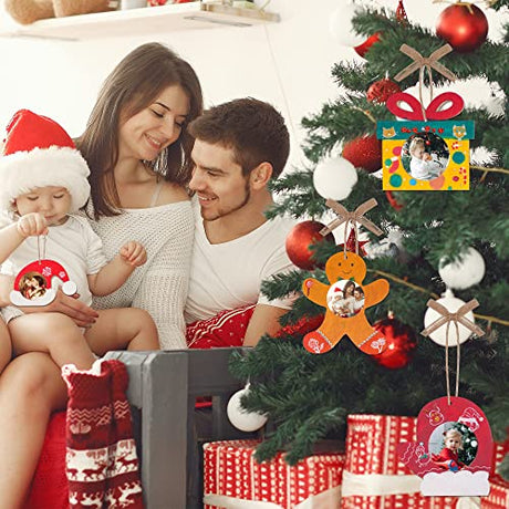 Christmas Photo Frame Ornaments, DIY Unfinished Wood Picture Frame Ornaments Craft, Xmas Themed Frame Kits for Kids, Painting Decor Holiday Party Shitailu