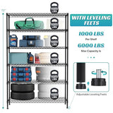 YRLLENSDAN 6 Tier Wire Shelving Unit 6000lbs Capacity Metal Storage Shelves with Wheels Height Adjustable Heavy Duty Steel Shelf for Kitchen YRLLENSDAN
