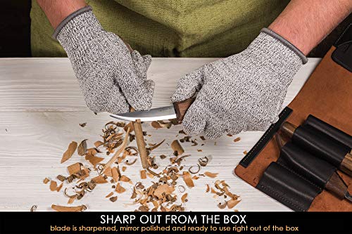 Wood Carving Tools Set for Spoon Carving Kit 3 Knives in Tools Roll Leather Strop and Polishing Compound Spoon Carving Tools Hook Sloyd Detail Knife - WoodArtSupply