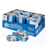 GripBlue Blue Painters Tape 1 inch Wide, Masking Tape Blue .94in x 60yds, 36 Rolls of Blue Paint Tape, 1 Inch Painters Tape for Sharp Lines, Blue GripBlue