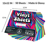 50 Pack Adhesive Permanent Vinyl - Endless Crafting Possibilities with Glossy & Matte Vinyl Sheets to Decorate Your House, Party, Car, Mugs, and More HIPPIE CRAFTER