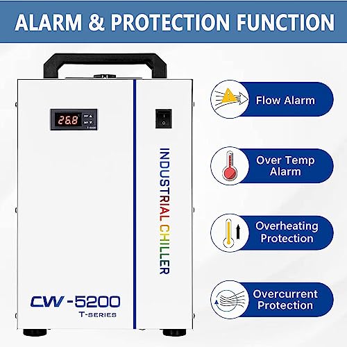 S&A Genuine CW-5200DH（Upgraded 5200DG） Water Chiller Duty Free for CO2 Laser Engraving Cutting Water Cooling Shipping From US - WoodArtSupply