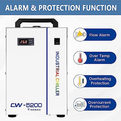 S&A Genuine CW-5200DH（Upgraded 5200DG） Water Chiller Duty Free for CO2 Laser Engraving Cutting Water Cooling Shipping From US - WoodArtSupply