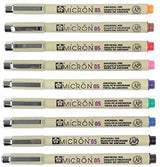 SAKURA Pigma Micron 05 Pack of 9 Colours, Black, Orange, Brown, Red, Pink, Green, Purple, Blue, Sepia SAKURA