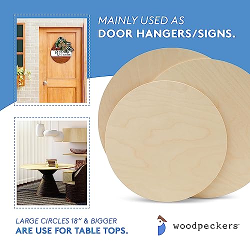 Wood Circles 11 inch, 1/8 Inch Thick, Birch Plywood Discs, Pack of 3 Unfinished Wood Circles for Crafts, Wood Rounds by Woodpeckers