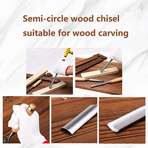 Mxfans Semicircle Wood Chisel Woodworking Carving Chisel Inner Edge Woodworking Gouge for Carpenter Wood Carving Hand Chisel Tool Pack of 4 Mxfans