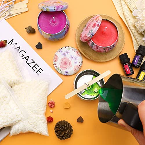 SAEUYVB Candle Making Kit, Full Set - Soy Wax, Candle Wick, Stirring Spoon, 4.4 oz Candle Jar & More - DIY Starter Scented Candles Making Kit SAEUYVB