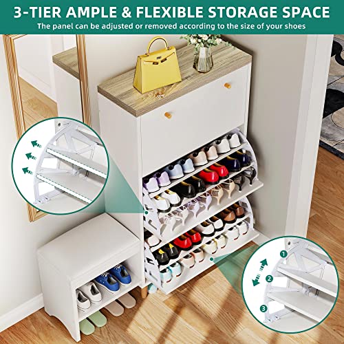 YITAHOME Shoe Cabinet with 3 Flip Drawers, Modern Shoe Storage Cabinet with Shoe Bench for Entryway, Freestanding Hidden Shoe Rack Storage Organizer