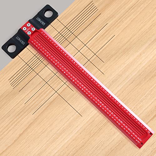 HFM Woodworking Scriber T-Square Ruler 12 inch, Architect Ruler for Carpenter Work, Layout and Measuring, Aluminum Alloy Square Layout Scriber Heavy fog mountain