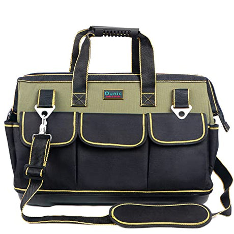 Tool Bag, Ounic 20 Inch Large Heavy Duty With Wide Mouth and Waterproof Strong Molded Base tool Organizer with Adjustable Shoulder Strap Specially Ounic