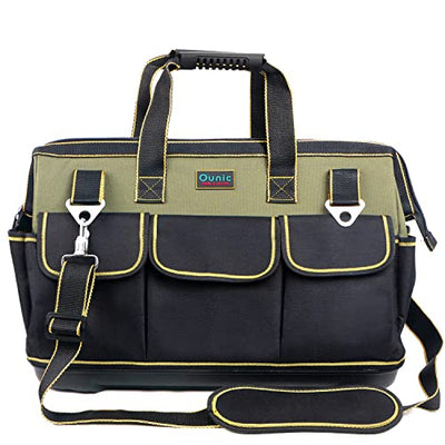 Tool Bag, Ounic 20 Inch Large Heavy Duty With Wide Mouth and Waterproof Strong Molded Base tool Organizer with Adjustable Shoulder Strap Specially