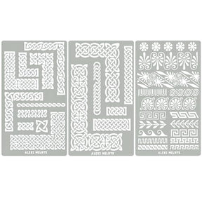 Aleks Melnyk #36 Small Border Stencils for Bullet Journaling, Greek Key Stencils, Celtic Knot, Ornate Viking Stencils, Steel Journal Stencils, Metal - WoodArtSupply