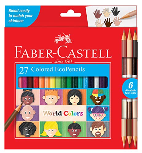 Faber-Castell World Colors Ecopencils, 27 Count - Diverse Skin Tone Colored Pencils For Kids