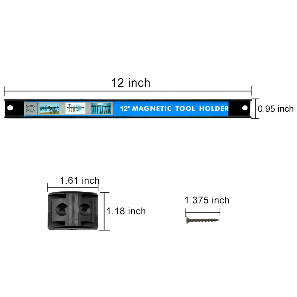 4 pieces 12 inches Magnetic Tool Bar black metal tool organizer for Garage&Workshop - WoodArtSupply