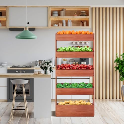 DoCred Vertical Wooden Raised Garden Bed, 5 Tier Garden Planters Freestanding Wood Plant Stand Flower Rack Wooden Planter Box for Plants Herbs DoCred