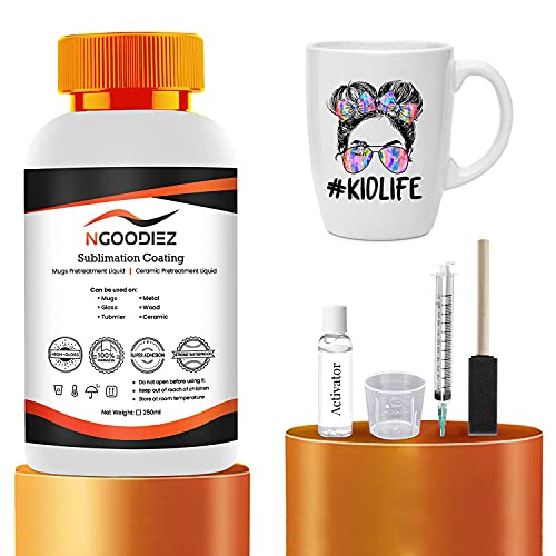 NGOODIEZ Sublimation Coating for Mugs, Ceramic Mugs, Metal Mug, Wood, Glass, Phone Case, Leather, Tumbler - Sublimation Supplies with High Gloss NGOODIEZ