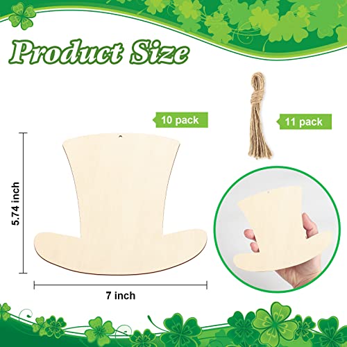 Large Size 7" Wooden St. Patrick's Day Ornaments to Paint,Hat Wooden DIY Blank Unfinished Round Wood Discs Ornament for Crafts Hanging - WoodArtSupply