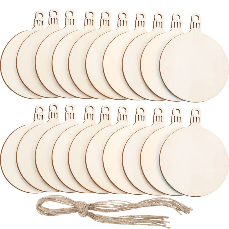 Tatuo Unfinished Wood Ornaments Wood Ornament Slices Round Wood Pieces Embellishments for Christmas Decoration Hanging and DIY Craft (50) - WoodArtSupply