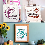9 Pieces Fish Stencil Bass Fish Stencil Bass Fishing Stencil Template Reusable Painting Drawing Stencil and Metal Open Ring for Painting on Wood Wall Outus