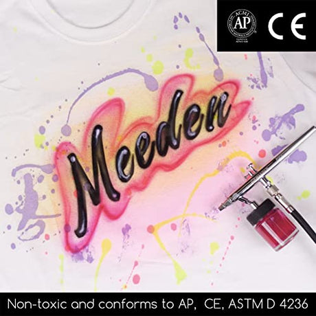 MEEDEN Airbrush Paint Set, 60 Colors/30ml Airbrush Paints Contain Metallic and Neon Paints, Ready to Spray, Water Based, for Wood, Models, Leather MEEDEN