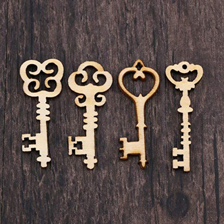 Amosfun 20 Pcs key keys for crafts wooden shapes wood santas slices blank log craft bookmarks embellishments replacement- Handmade Unfinished Wooden Amosfun