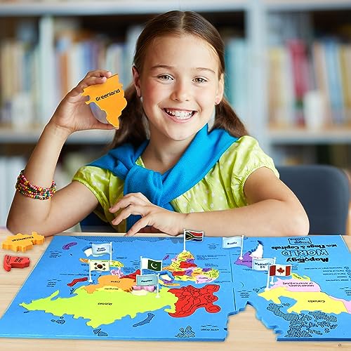 Imagimake Mapology World Map Puzzle - Includes Country Flags & Capitals | Educational Toys for Kids 5-7 | Fun Jigsaw Puzzle for Girls & Boys Toy Age - WoodArtSupply