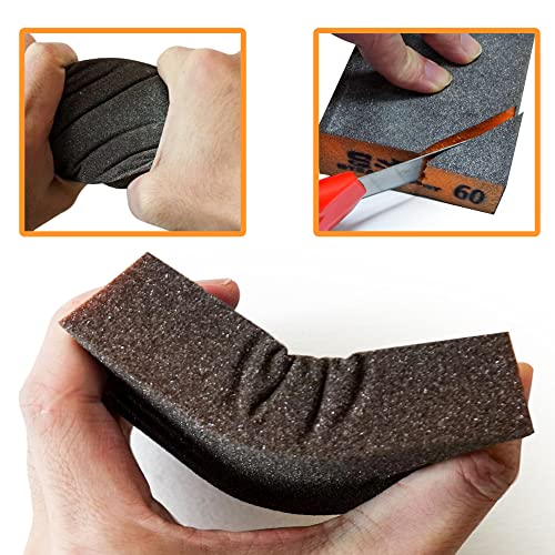 Sanding Sponge, 60 80 120 220 Coarse Medium Fine Grit Sanding Block, Sander Sponges for Drywall Metal, Sandpaper Sponge Sanding Blocks for Wood 4 Pcs S&F STEAD & FAST