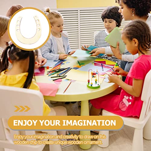 Toyvian 12pcs Unfinished Wood Horseshoe Cutouts Blank Wooden Horseshoe Chips Horseshoe Slices Pieces Wall Decor for DIY Craft Art Toyvian