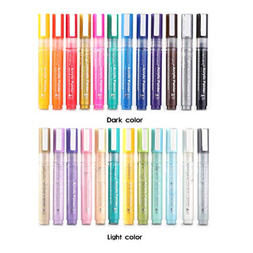 LANRENWENG Acrylic Paint Marker Pens 60 Color Painting Markers for Christmas Rock Painting with Canvas Bag, Stone, Ceramic, Glass, Wood, Fabric, LANRENWENG