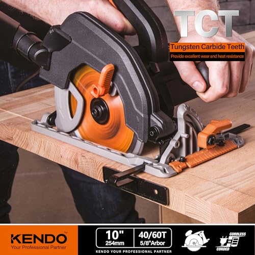 KENDO 2-Pack 10 Inch 40T&60T Carbide-Tipped Circular Saw Blade with 5/8 Inch Arbor, Professional ATB Finishing Woodworking Miter/Table Saw Blades for Kendo