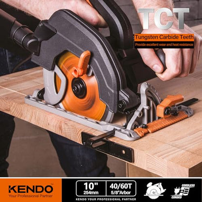 KENDO 2-Pack 10 Inch 40T&60T Carbide-Tipped Circular Saw Blade with 5/8 Inch Arbor, Professional ATB Finishing Woodworking Miter/Table Saw Blades for