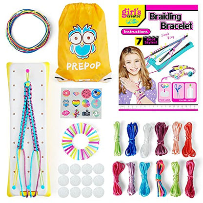 PREPOP DIY Arts and Crafts Toys for Kids -Best Birthday Gifts for Girls Age 7 8 9 10 11 12 Years Old, Friendship Bracelet String Making Kit for