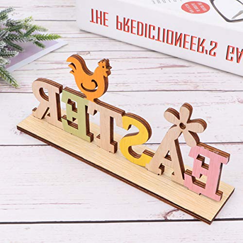 Amosfun Easter Wooden Table Sign Easter Chicken Flower Stand Sign Plaque Tabletop Craft Ornament Centerpiece for Home Office Farmhouse Easter Table Amosfun