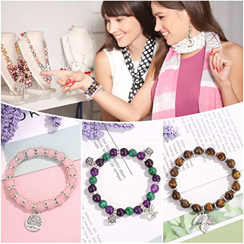 PAXCOO 473Pcs Stone Jewelry Making Kit Crystal Stone Bracelet Making Kit for Adults, Crystal Natural Stone Healing Beads for Bracelet Making PAXCOO