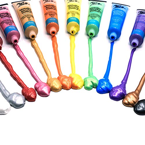 MONT MARTE Premium Metallic Acrylic Paint Set, 24 x 1.02oz (36ml) Tubes, 24 Colors, Suitable for Most Surfaces Including Canvas, Card, Paper and Wood MONT MARTE