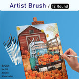 Falling in Art Paint Brushes Set, 12 PCS Nylon Professional Round Paint Brushes for Watercolor, Oil Painting, Acrylic, Face Body Nail Art, Crafts, Falling in Art
