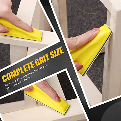 BBTO Micro Sander Kit 3.5x1 Inch Mini for Small Projects, Detail Handle Sanding Tools, 120 Sheets Sandpaper Wood P80, P120, P180, P240, P400, P600 BBTO