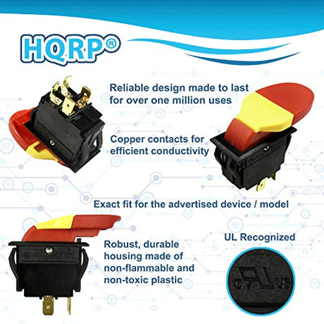 HQRP On-Off Paddle Switch Compatible with Dewalt, Rockwell, Hitachi, Reliant, Performax, Dayton, Jet, Sears Craftsman Power Tools Planer Band Saw HQRP